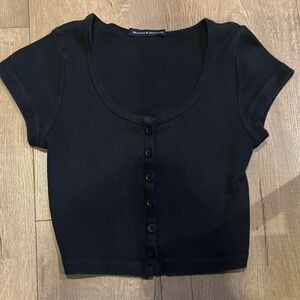 Brandy Melville Black Button Crop Top
